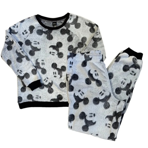 Mickey Mouse Grey & Black Pajamas 2-Piece Set Size Medium - Picture 1 of 14